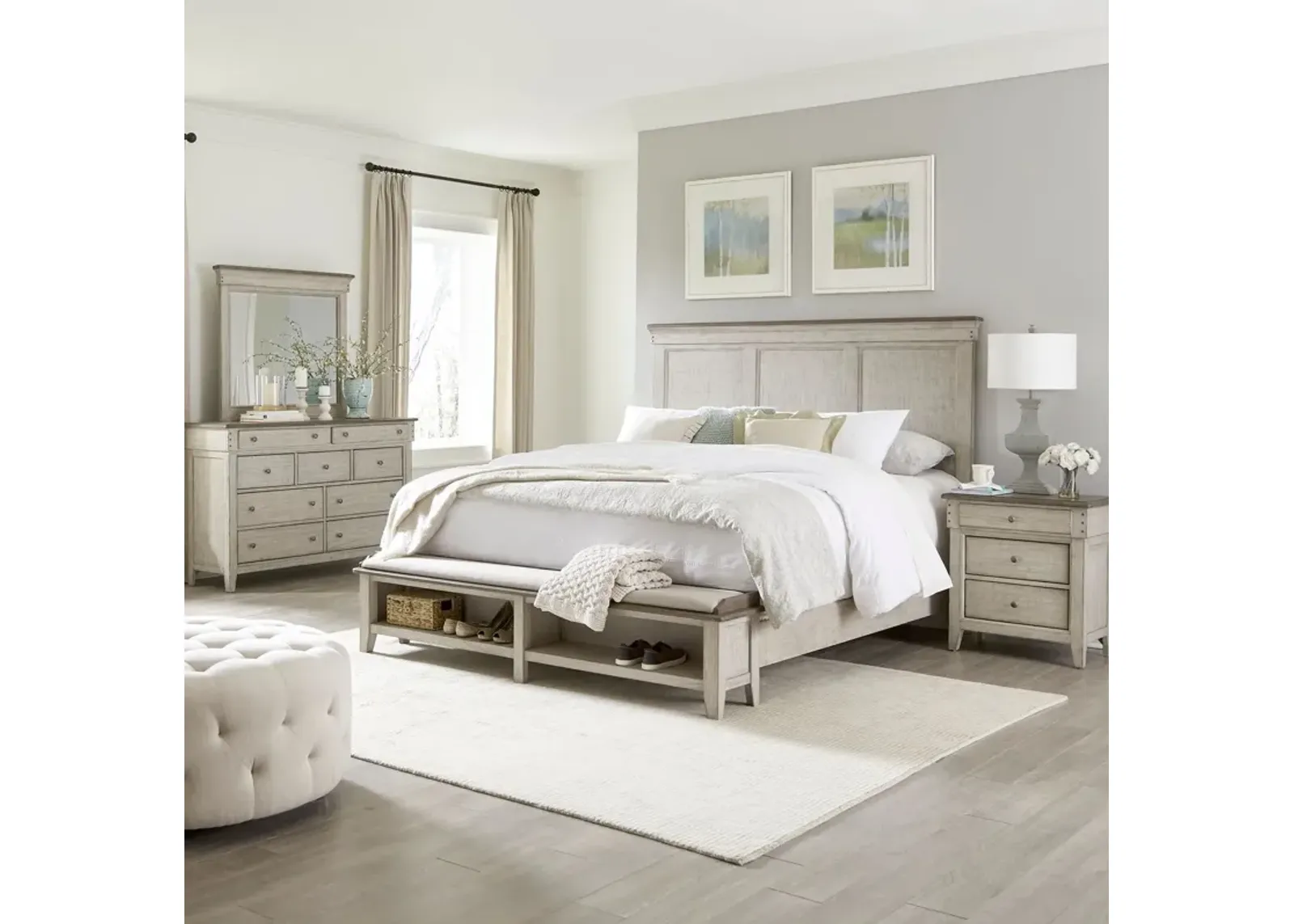 Liberty Furniture Complete Queen Bedroom Set Storage Bed, Dresser, Mirror & Nightstand Ivy Hollow