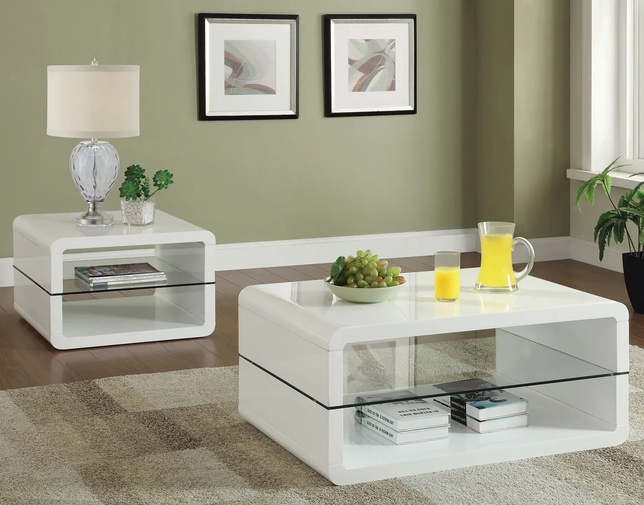 END TABLE GLOSSY WHITE