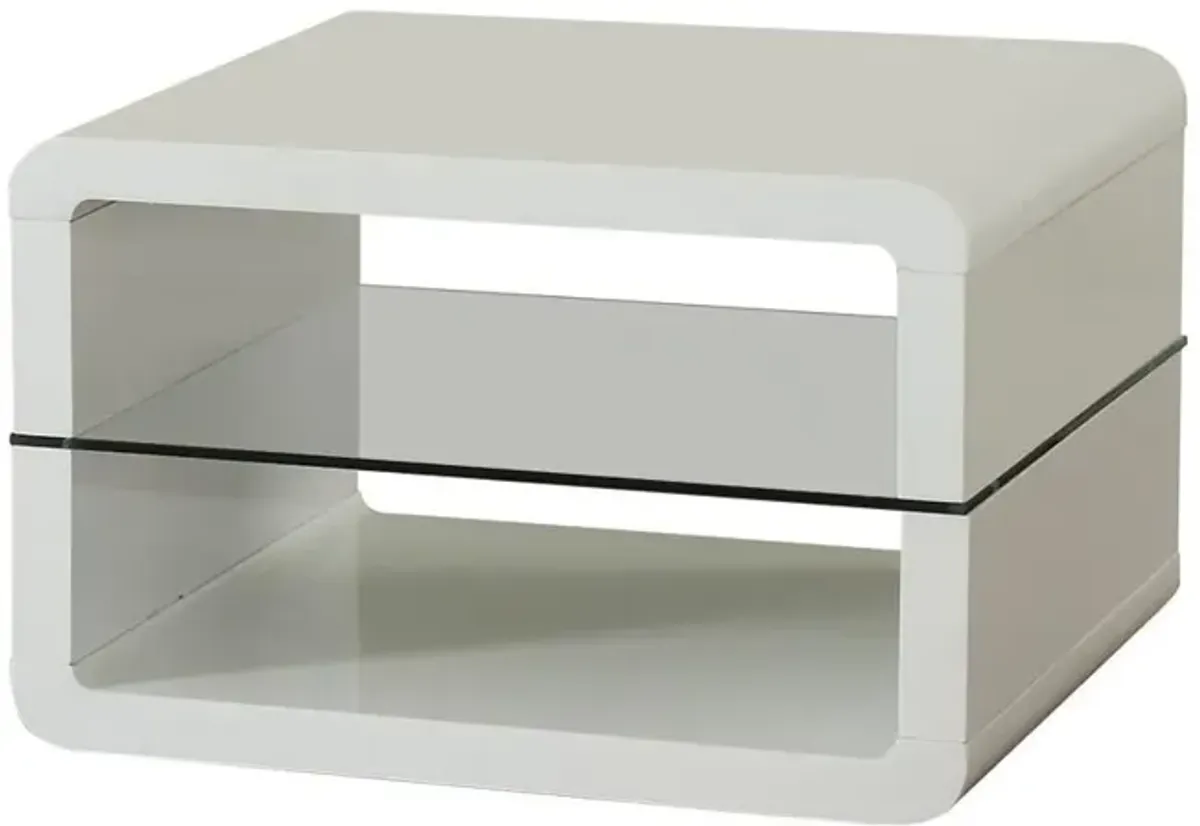 Coaster Elana 1-Shelf Rectangular Side End Table White High Gloss