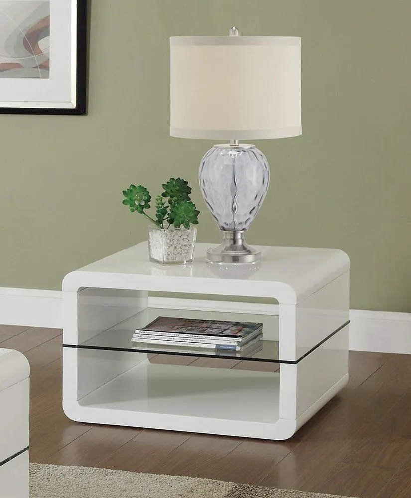 END TABLE GLOSSY WHITE