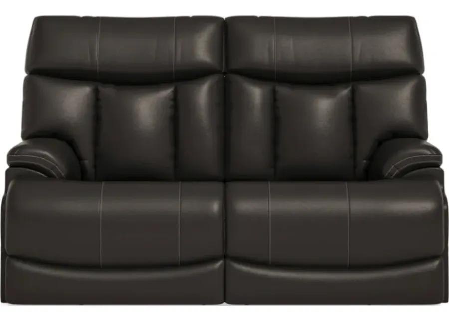 CLIVE BLACK POWER RECLINING LOVESEAT WITH POWER HEADRESTS AND LUMBAR