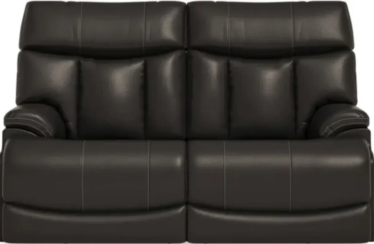 Flexsteel Clive Black Power Reclining Loveseat with Power Headrests & Lumbar