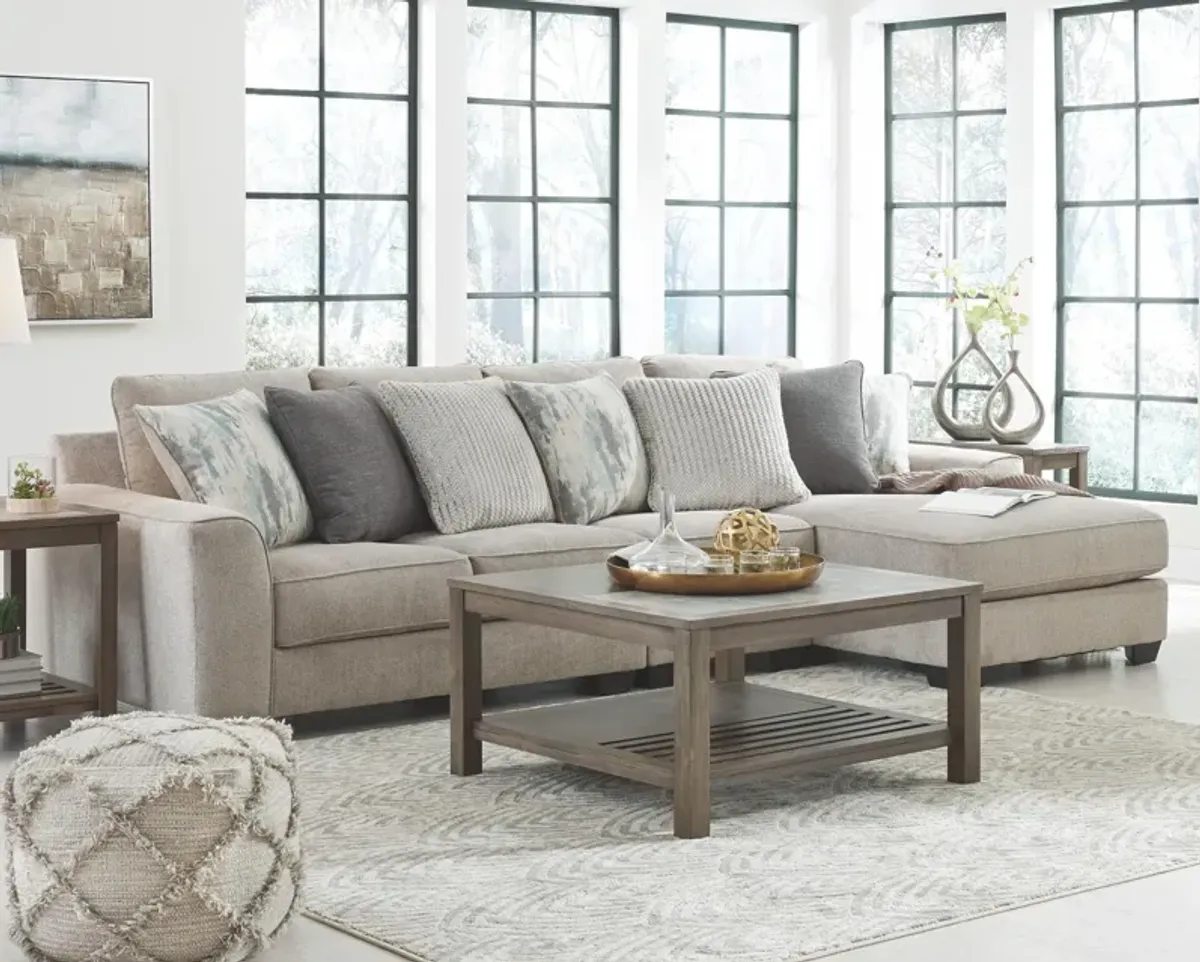 Ashley Ardsley 3-Piece Sectional Sofa with Chaise Right-Arm Facing Pewter