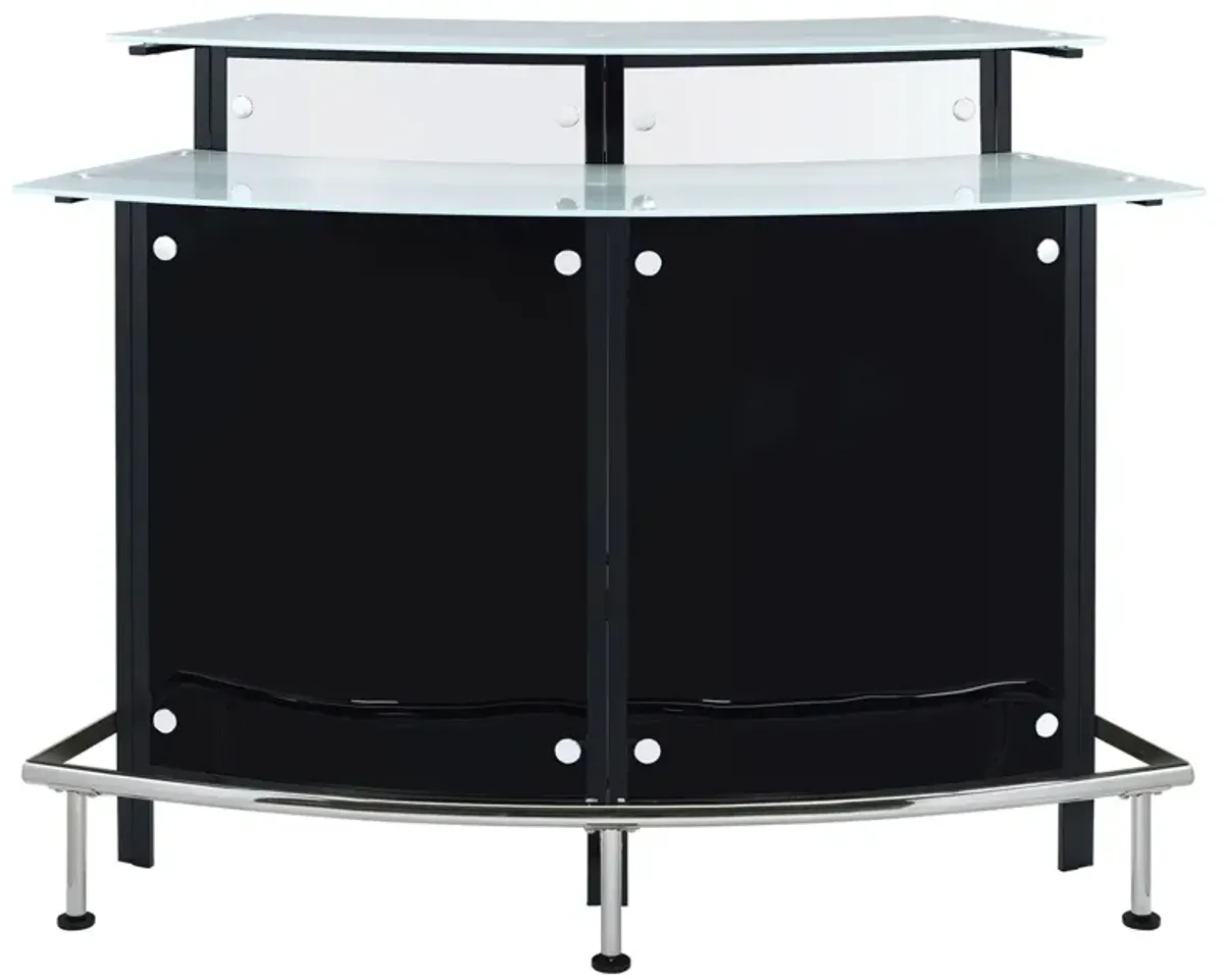 Coaster Keystone Curved Glass Top Home Bar Wine Cabinet Black