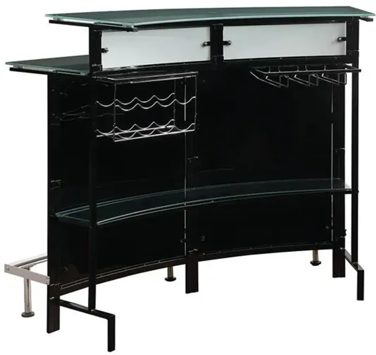 Coaster Keystone Curved Glass Top Home Bar Wine Cabinet Black