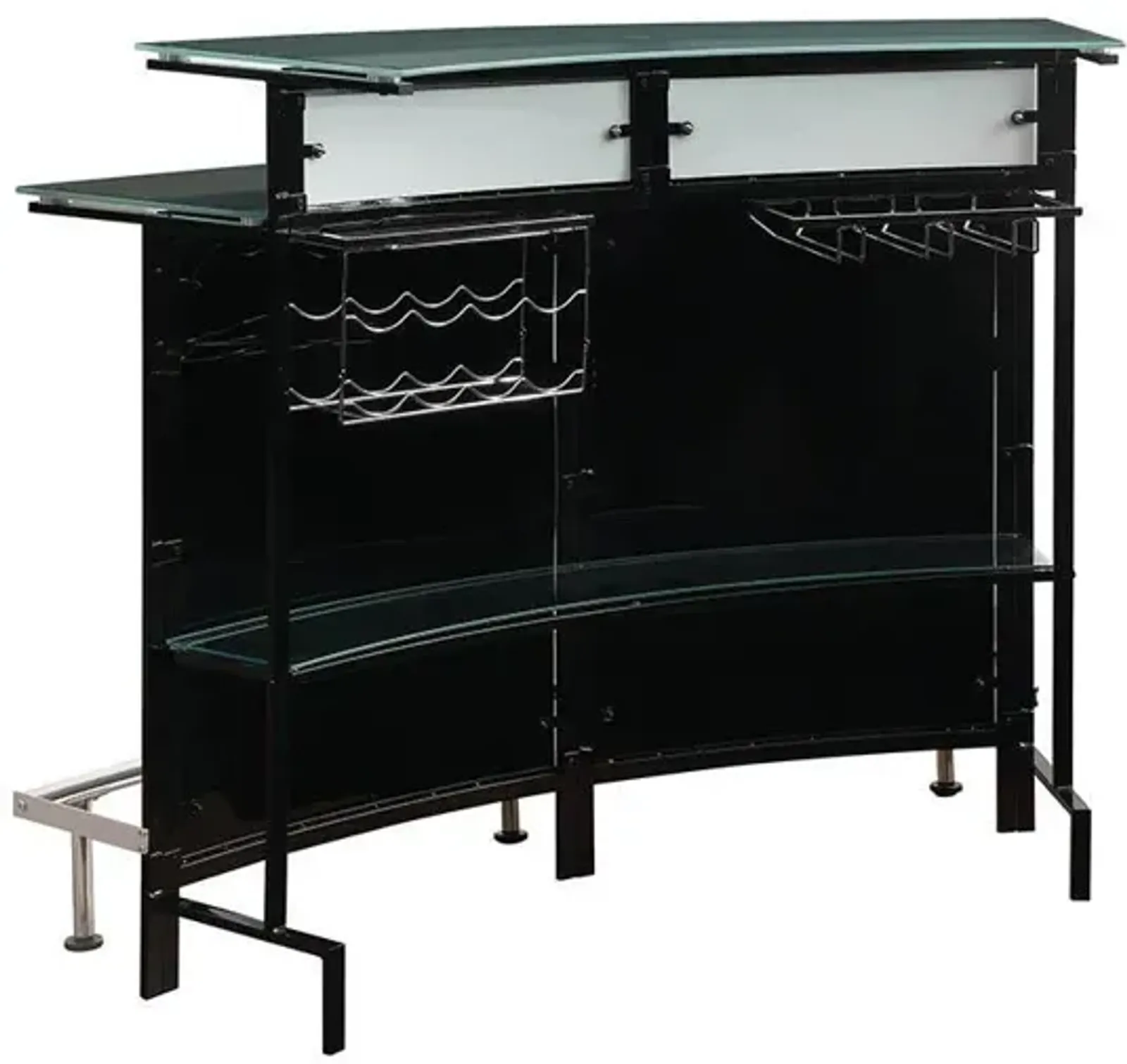 Coaster Keystone Curved Glass Top Home Bar Wine Cabinet Black