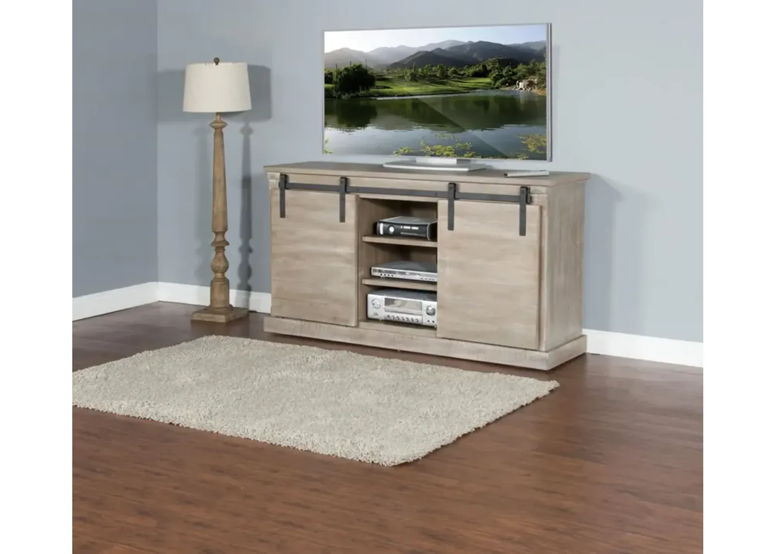 Sunny Designs Mountain Ash Barn Door 65 Inch TV Stand Console