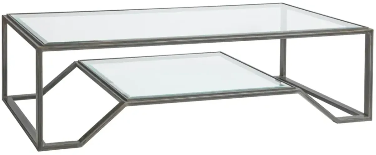 Artistica Home by Lexington Metal Designs Byron 60 Inch Rectangular Metal Cocktail Table Iron Gray/Clear