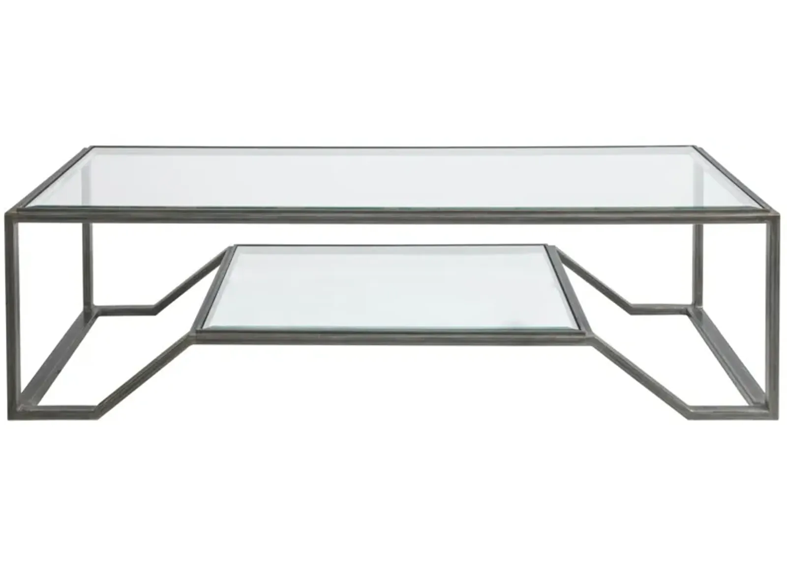 Artistica Home by Lexington Metal Designs Byron 60 Inch Rectangular Metal Cocktail Table Iron Gray/Clear