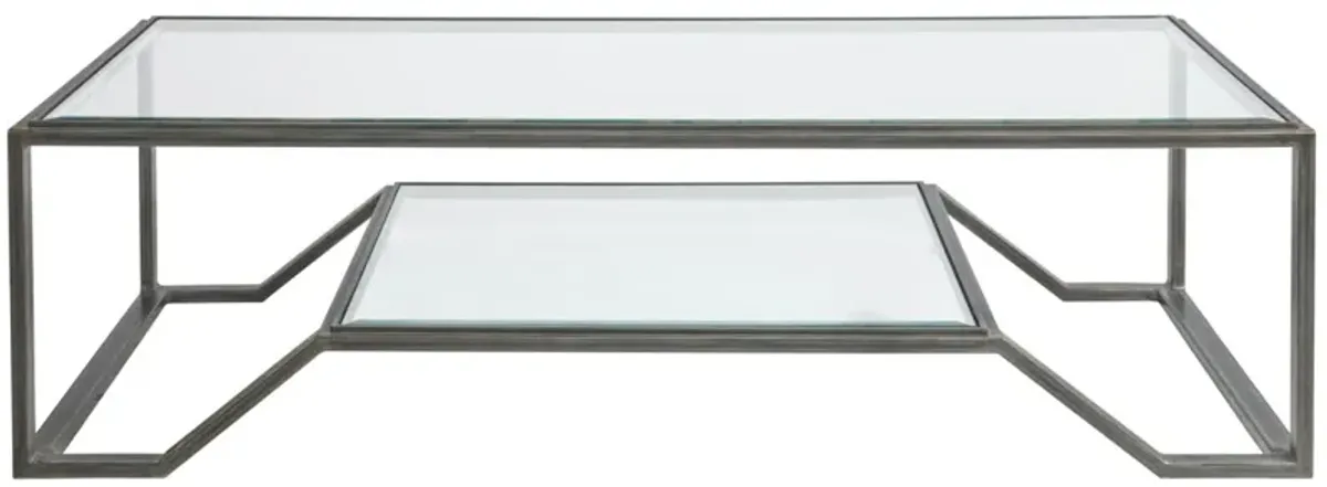 Artistica Home by Lexington Metal Designs Byron 60 Inch Rectangular Metal Cocktail Table Iron Gray/Clear