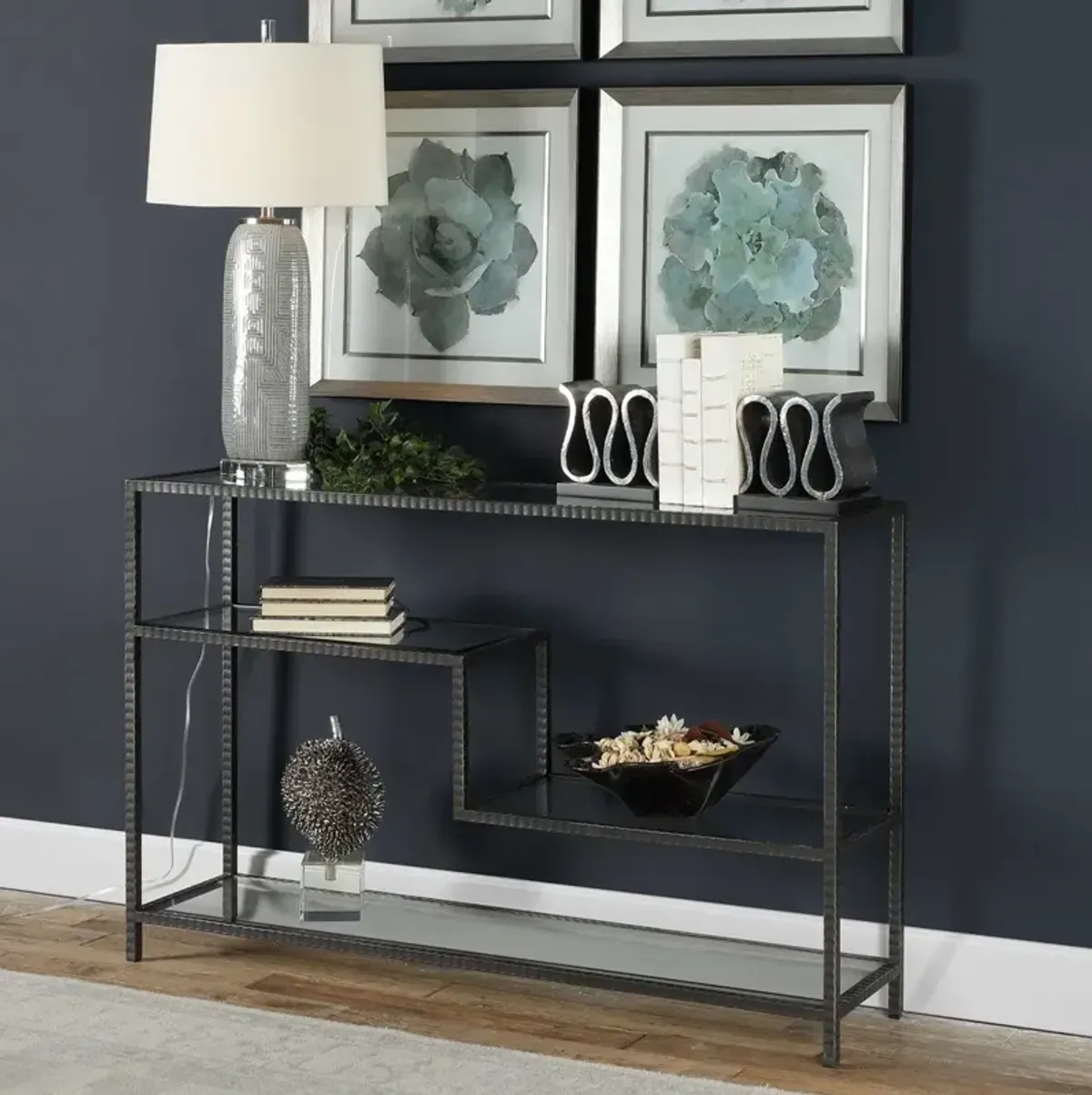 Uttermost Leo Gunmetal Console Table