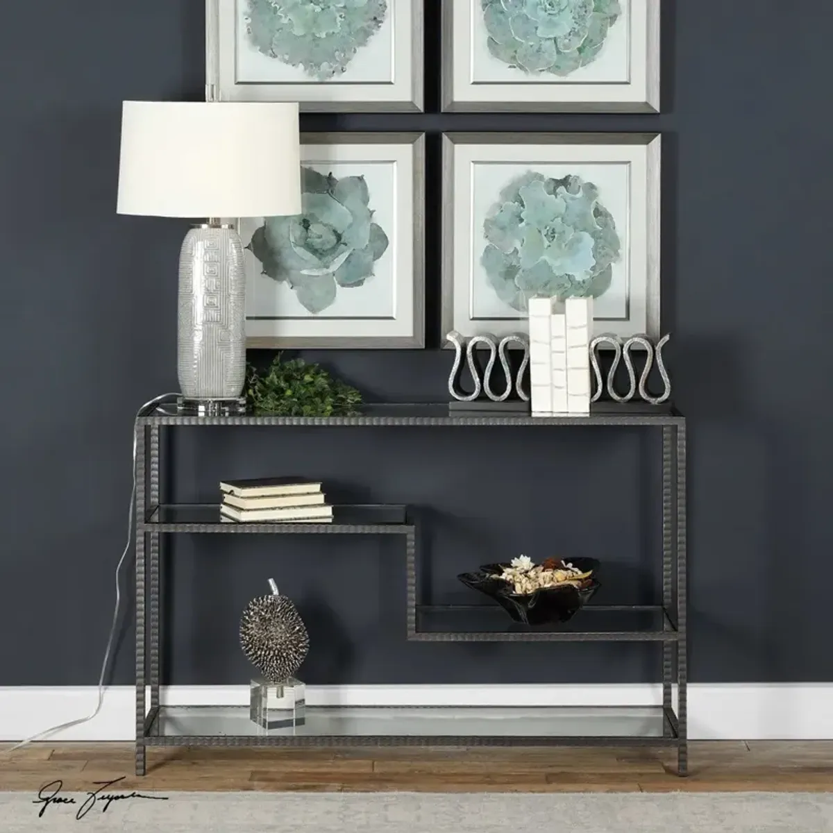 Uttermost Leo Gunmetal Console Table