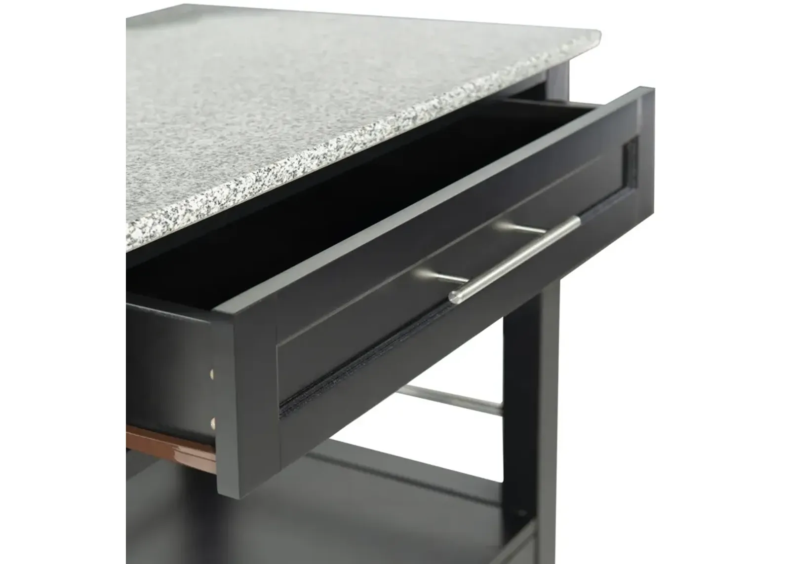 Linon Mitchell Black Kitchen Cart with Granite Top