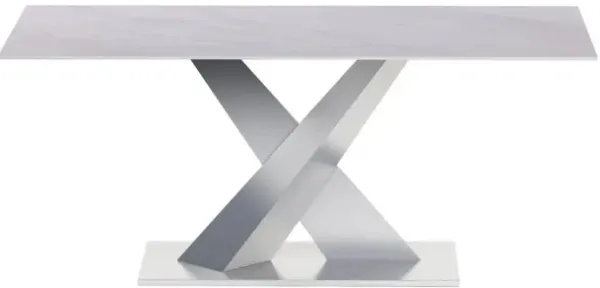 Chintaly Jennifer Contemporary Sintered Stone Top Dining Table with Steel Base