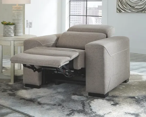 Ashley Mabton Gray Power Recliner with Adjustable Headrest