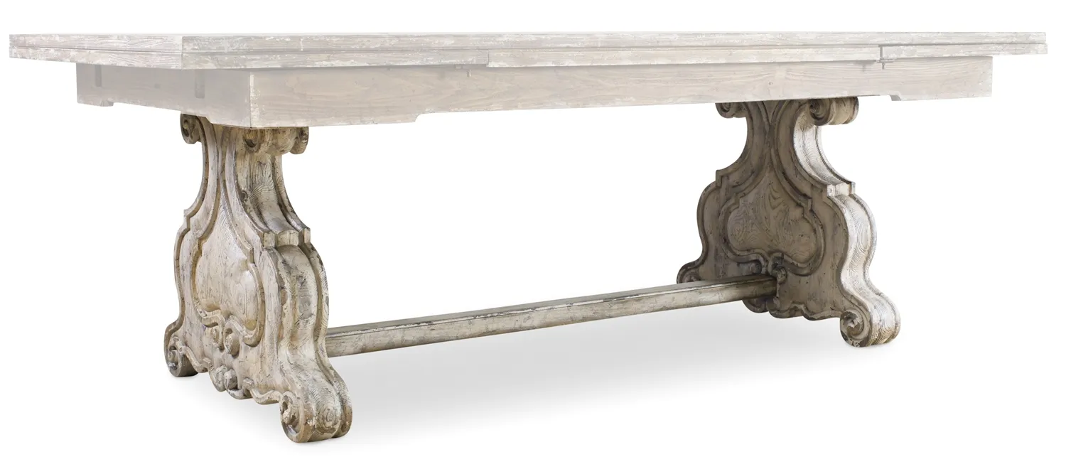 CHATELET REFECTORY RECTANGLE TRESTLE DINING TABLE WITH TWO 22 INCH LEAVES