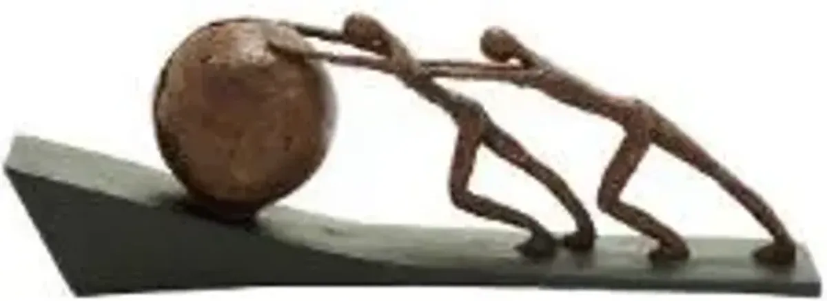 UMA Home Decor Brown Polystone People Sculpture with Ball 12"X5"X8"