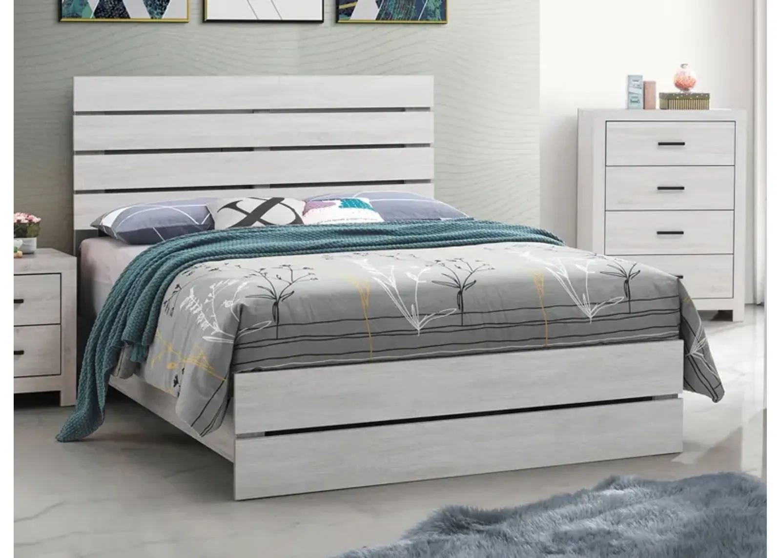 Coaster Brantford Wood Queen Panel Bed Coastal White