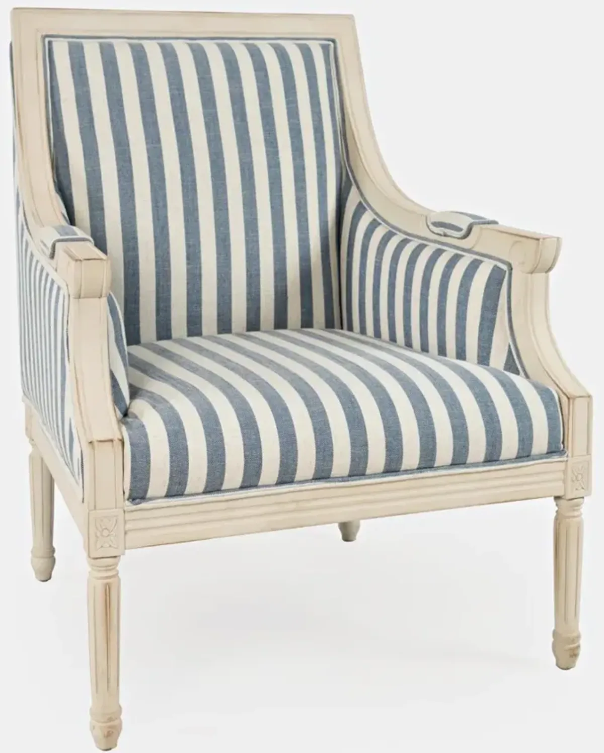 Jofran Mckenna Blue Striped Accent Barrel Chair