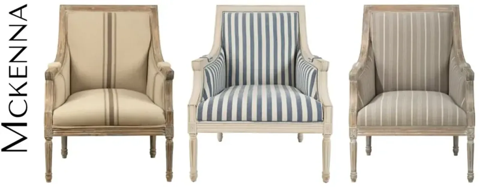 Jofran Mckenna Blue Striped Accent Barrel Chair