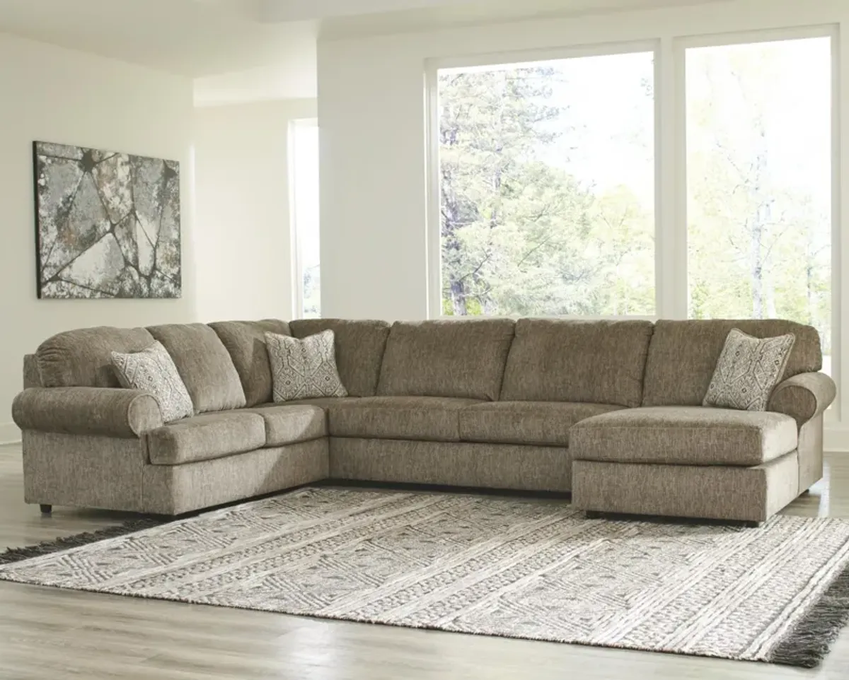 Ashley Hoylake 3-Piece Right-Arm Facing Chocolate Sectional with Chaise