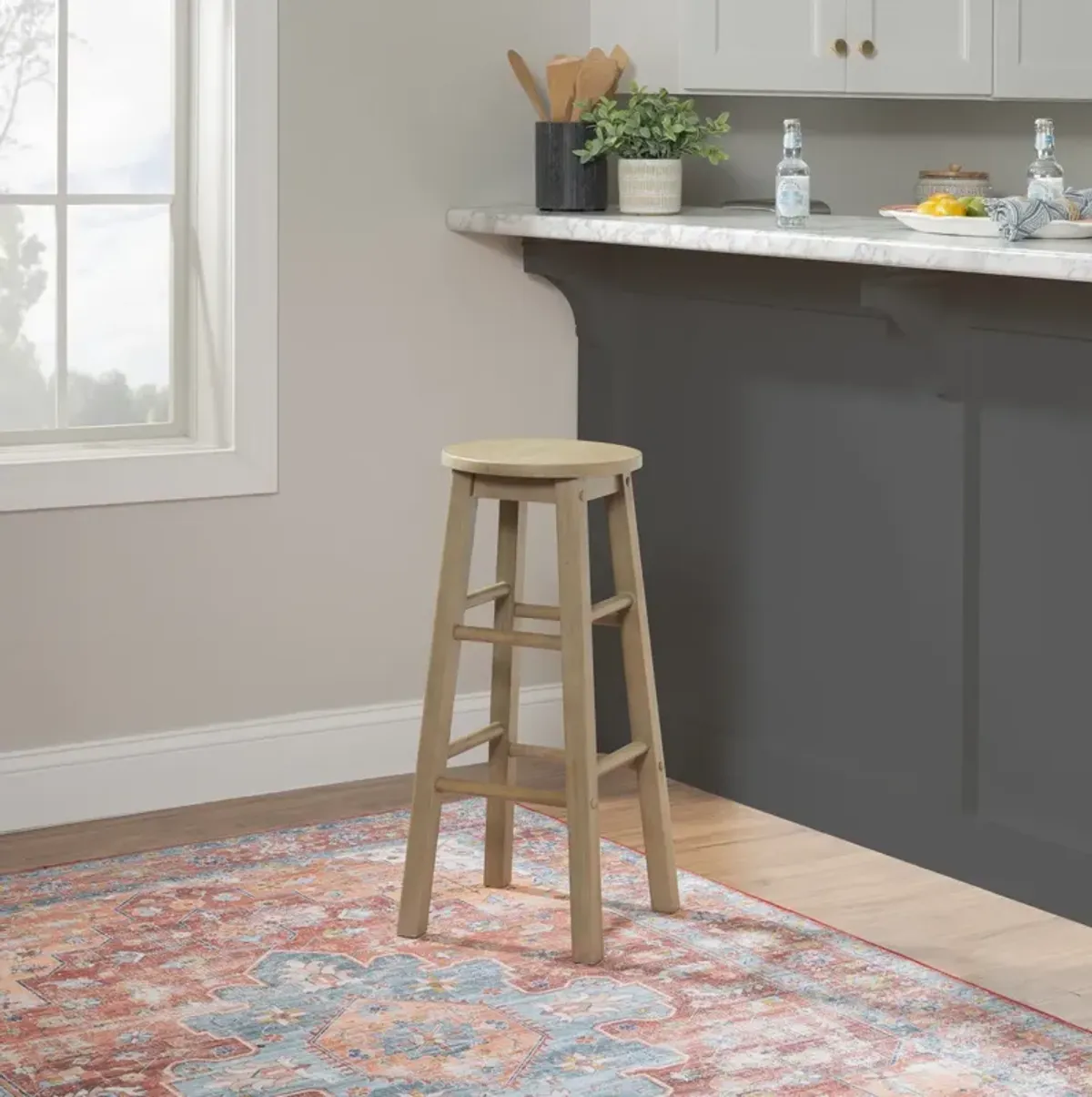 Linon 29 Inch Bar Stool Grey Wash