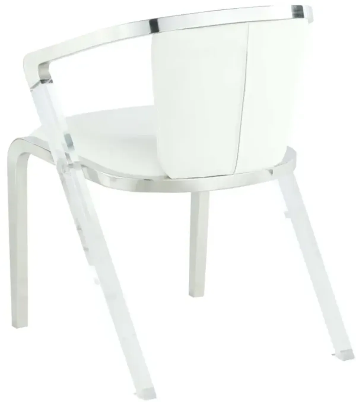 Chintaly Bruna White Modern Arm Chair with Steel & Solid Acrylic Frame