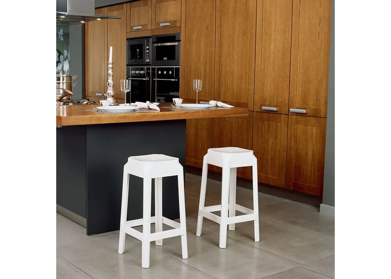 Compamia Fox Polycarbonate Counter Stool Glossy White