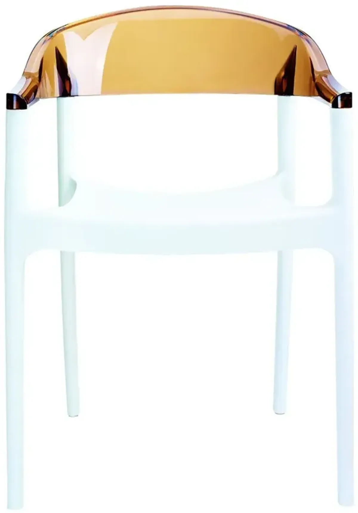 CARMEN MODERN DINING CHAIR WHITE SEAT TRANSPARENT AMBER BACK