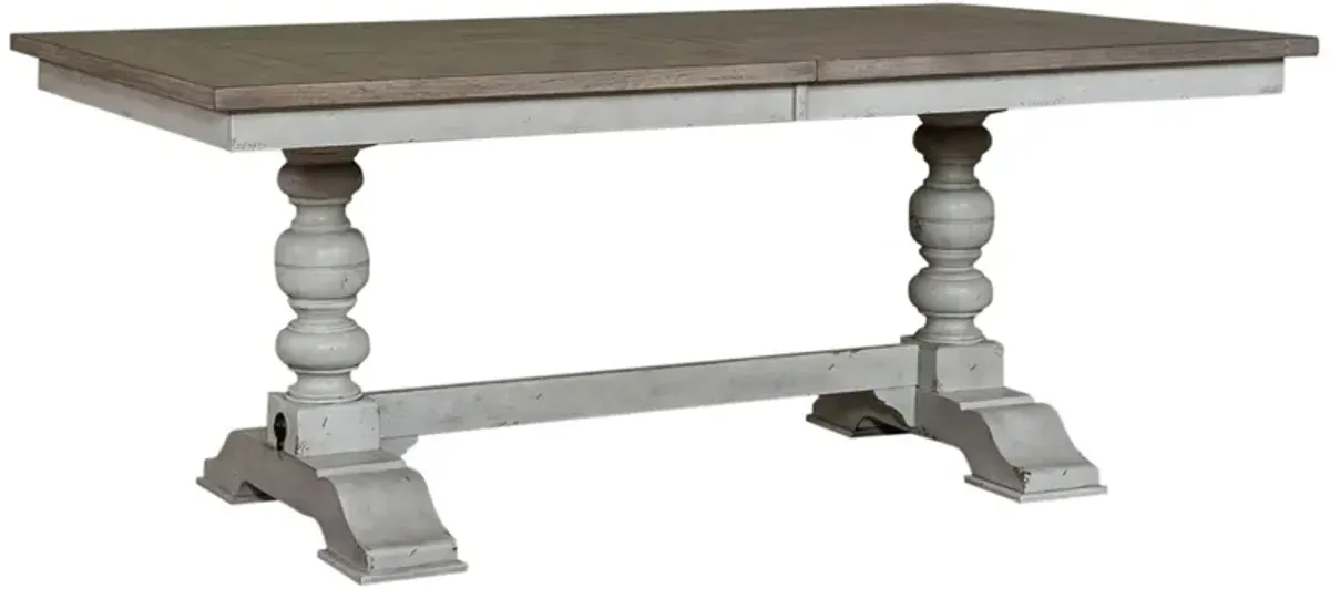 Liberty Furniture Whitney 5-Piece Antique Linen/Weathered Gray Trestle Casual Dining Table Set