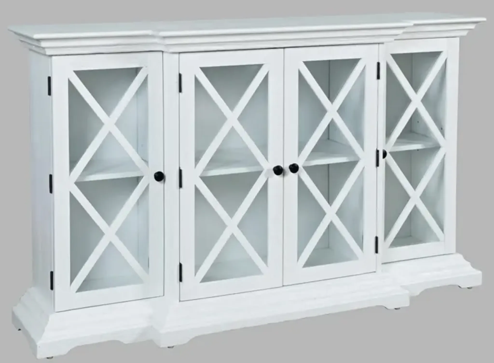 Carrington Small Breakfront Cabinet White Hudsons Furniture Mattress ...