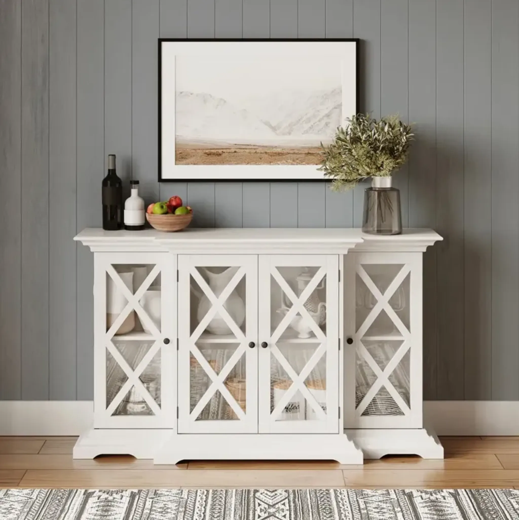 Carrington Small Breakfront Cabinet White Hudsons Furniture Mattress ...