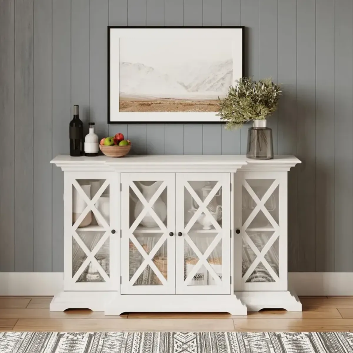 Jofran Carrington Small Breakfront Cabinet White