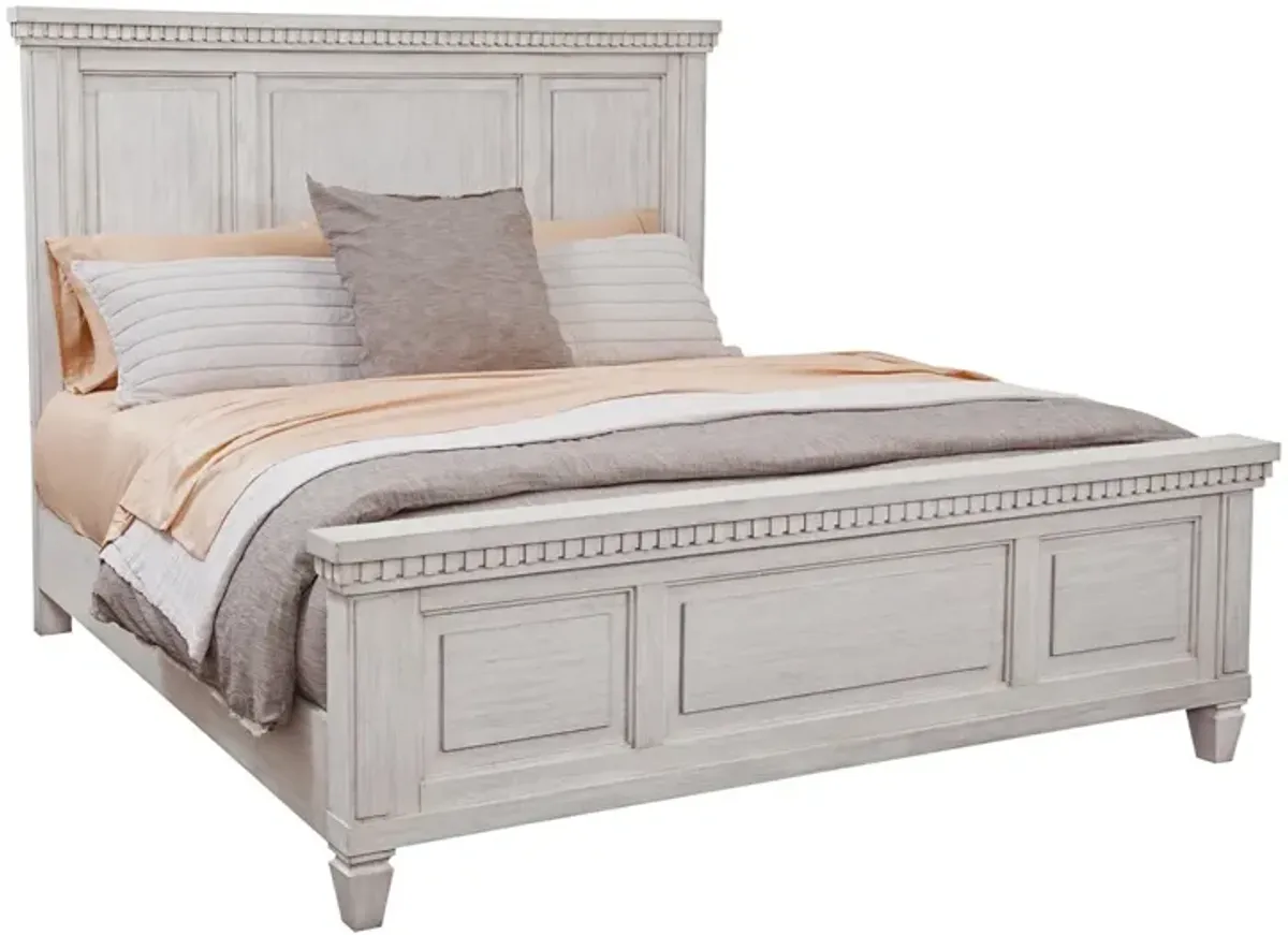 American Woodcrafters Salter Path White with Grain Queen Bed Dresser Mirror Nightstand & Chest