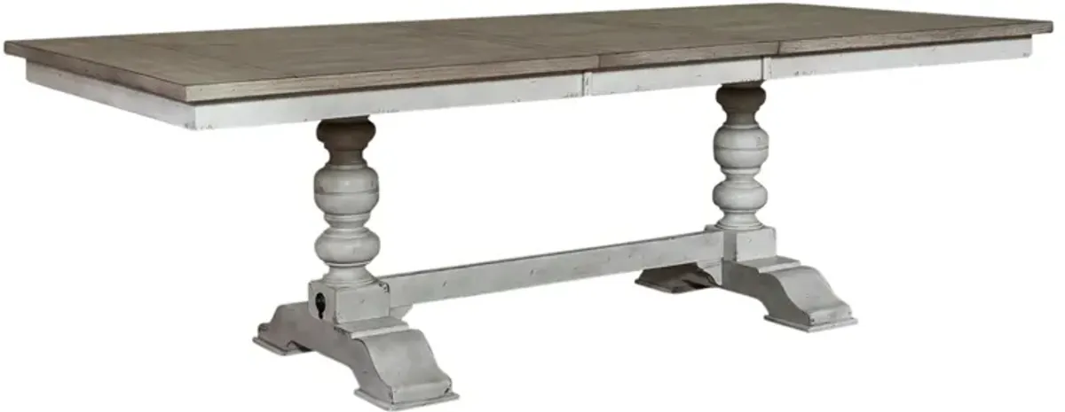 Liberty Furniture Whitney 7-Piece Weathered Gray Trestle Casual Dining Table Set