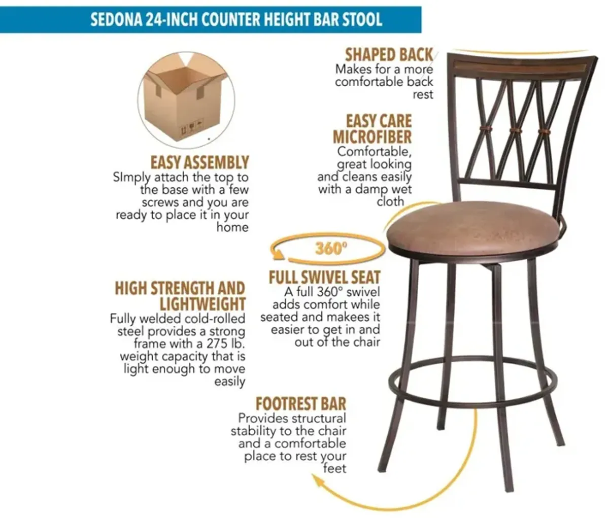 Steve Silver Sedona Dark Camel Bar Stool