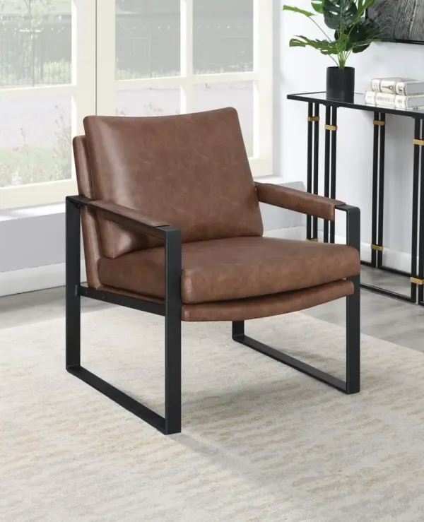 Coaster Rosalind Upholstered Track Arm Accent Chair Brown