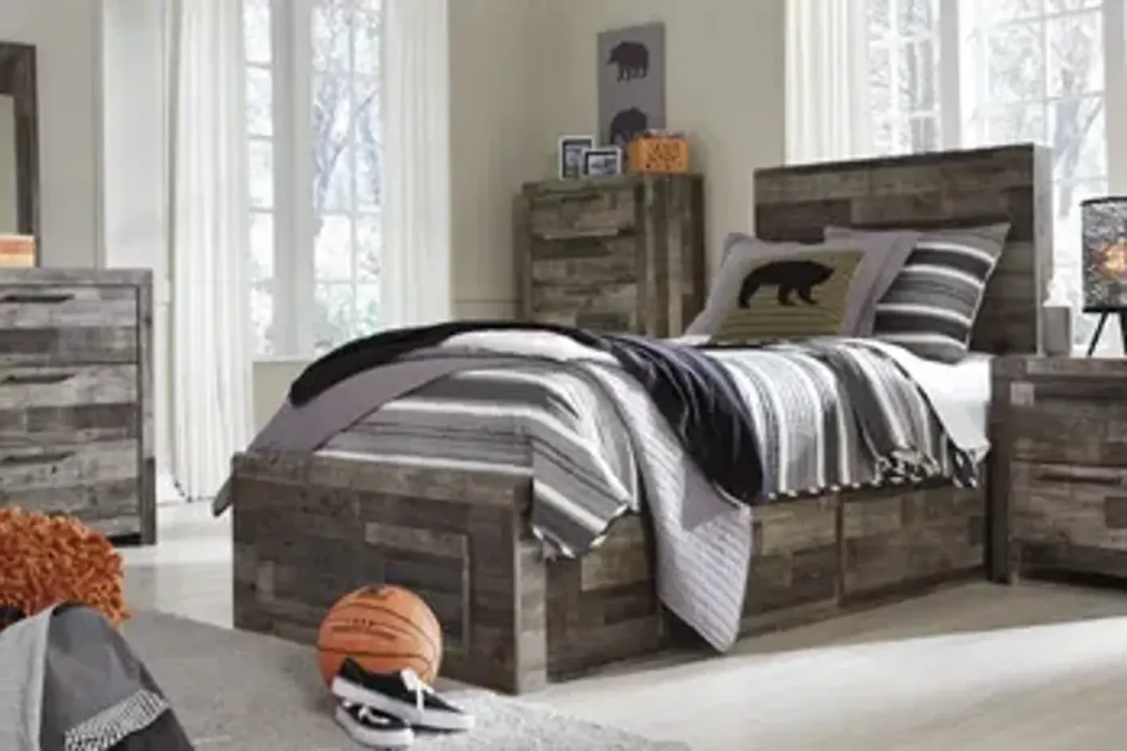 Ashley Derekson Twin/Full Under Bed Storage Multi Gray Benchcraft