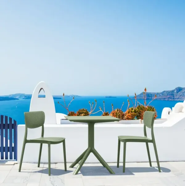 Compamia 3-Piece Lucy Outdoor Bistro Set with 24 Inch Table Top Olive Green