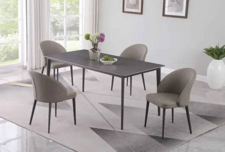 KATE DINING SET WITH MARBLEIZED SINTERED STONE TOP & 4 CURVED BACK SIDE CHAIRS