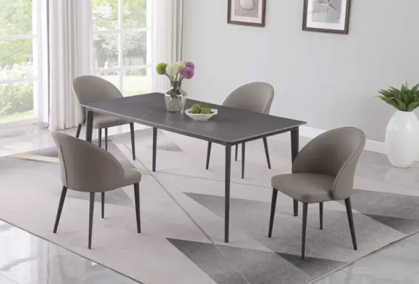 Chintaly Kate Dining Set with Marbleized Sintered Stone Top & 4 Curved Back Side Chairs