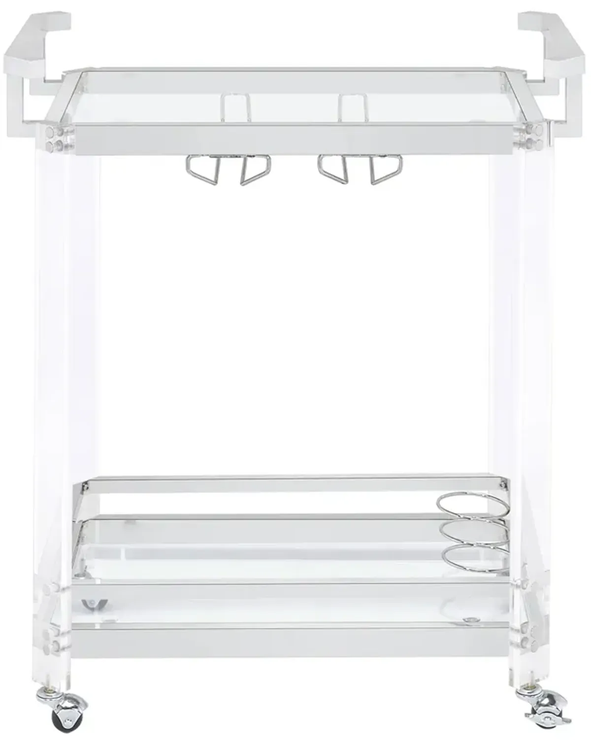 Coaster Jefferson 2-Tier Glass Shelf Acrylic Bar Cart Chrome