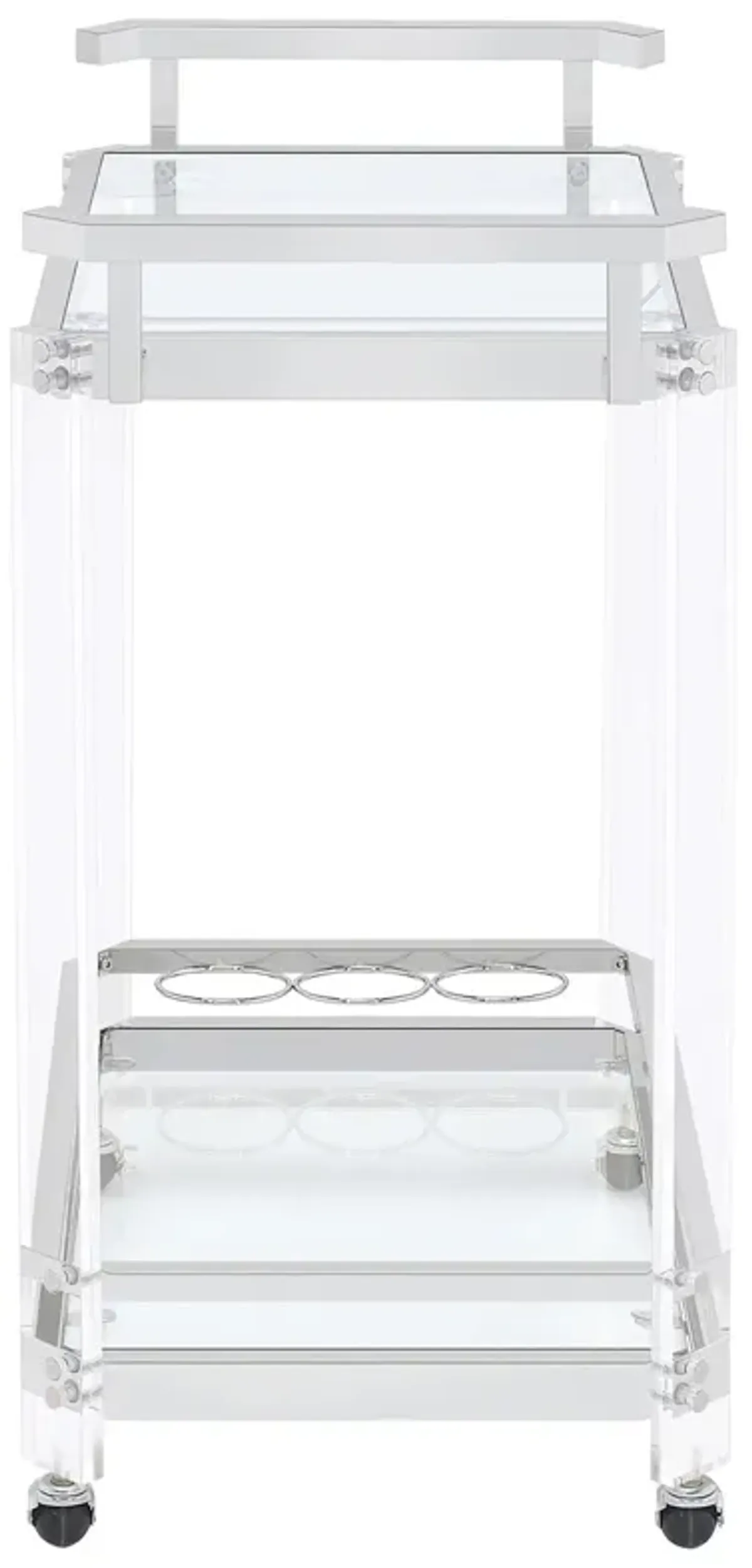 Coaster Jefferson 2-Tier Glass Shelf Acrylic Bar Cart Chrome