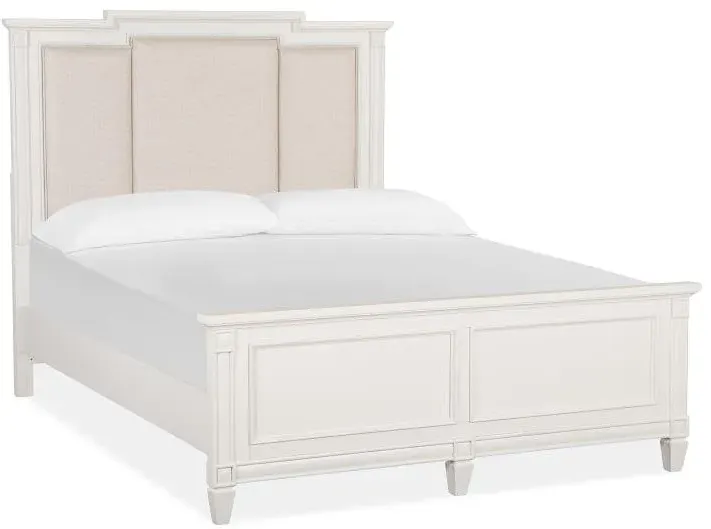 WOOD QUEEN PANEL BED UPHOLSTERED HEADBOARD - WILLOWBROOK