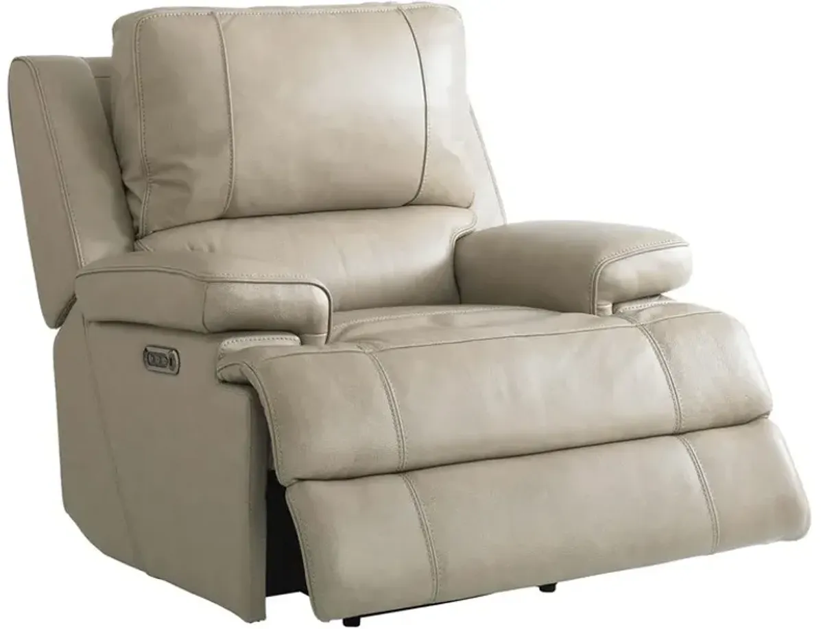 Bassett Parsons Flax Leather Triple Power Wallsaver Recliner