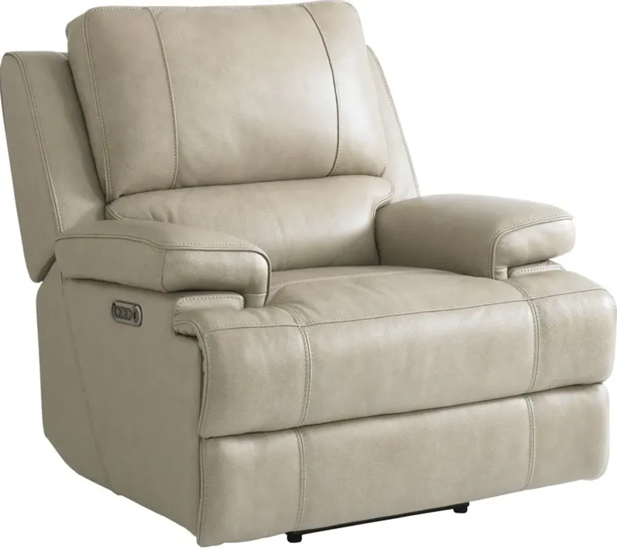 Bassett Parsons Flax Leather Triple Power Wallsaver Recliner