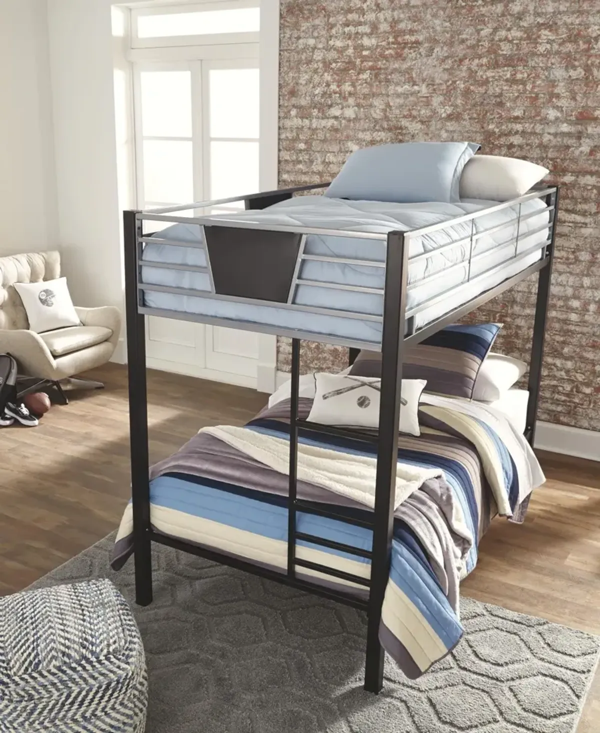 Ashley Kids/Teens Dinsmore Twin/Twin Bunk Bed with Ladder