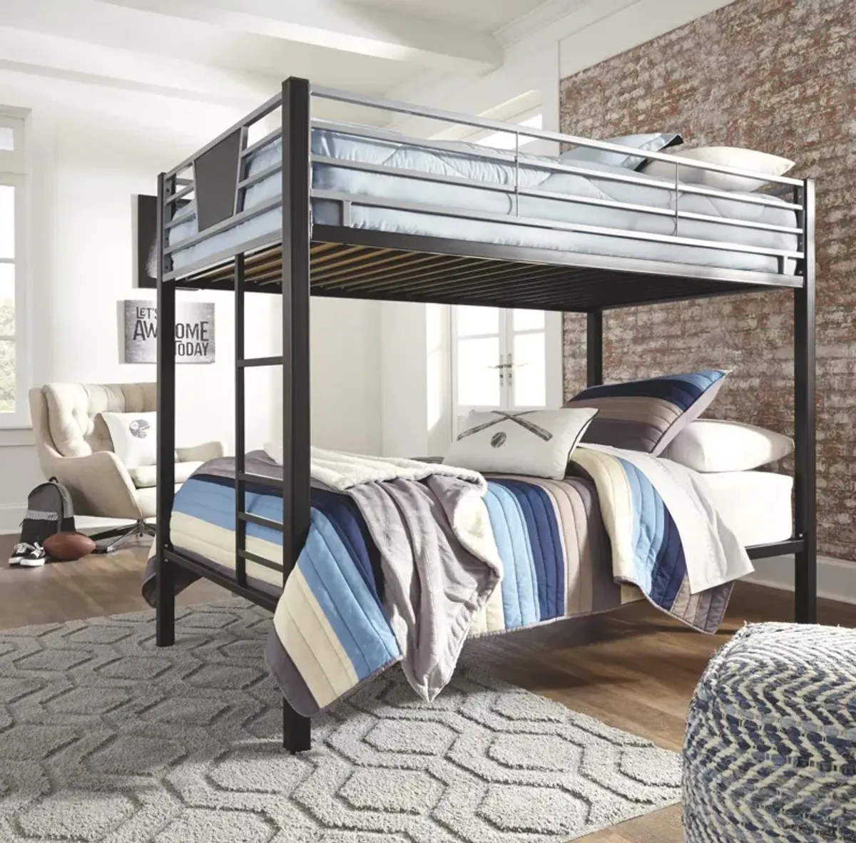 Ashley Kids/Teens Dinsmore Twin/Twin Bunk Bed with Ladder