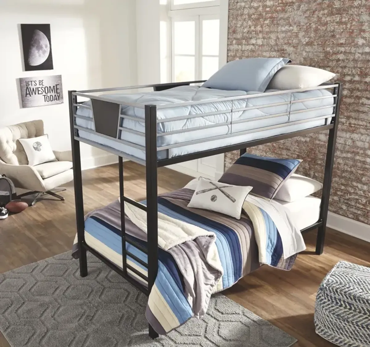 Ashley Kids/Teens Dinsmore Twin/Twin Bunk Bed with Ladder