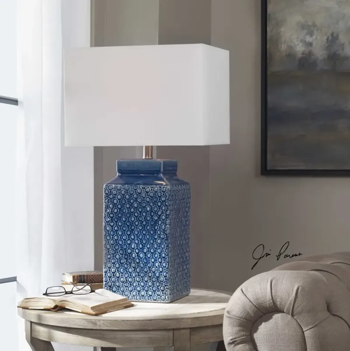 Uttermost Pero Sapphire Blue Table Lamp